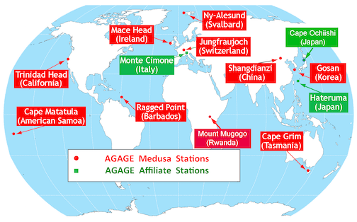 AGAGE Network map